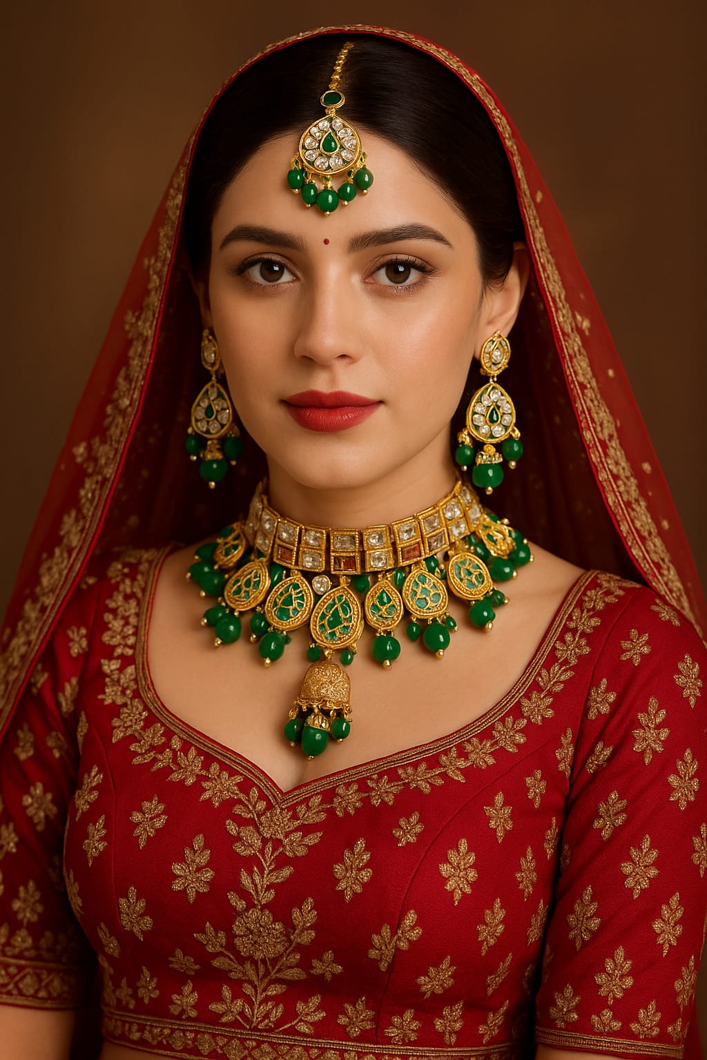 drop kundan green bridal necklace